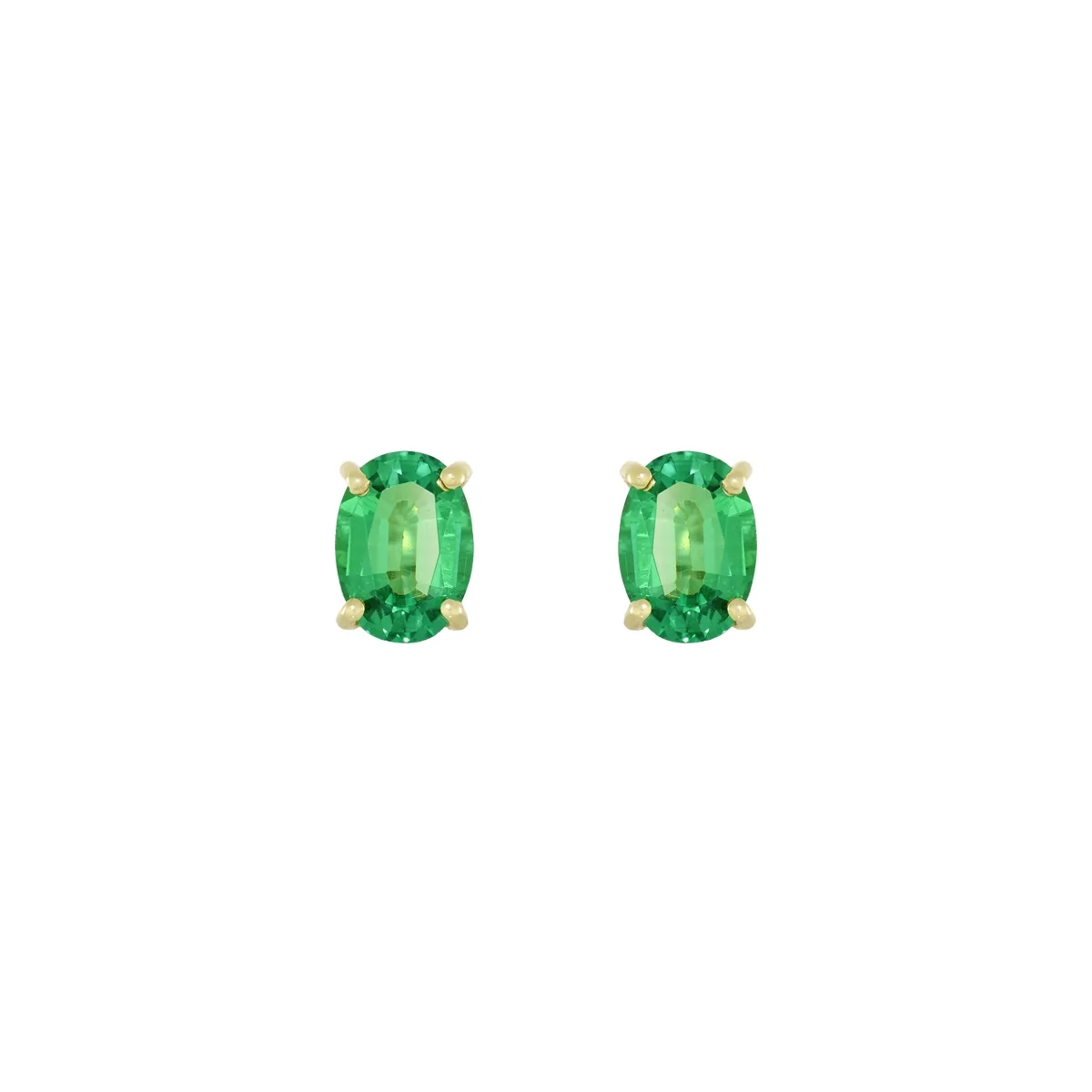 Topos studs en oro amarillo de 18 Kilates, con 2 esmeralda laboratorios centrales de 1.25 Ct