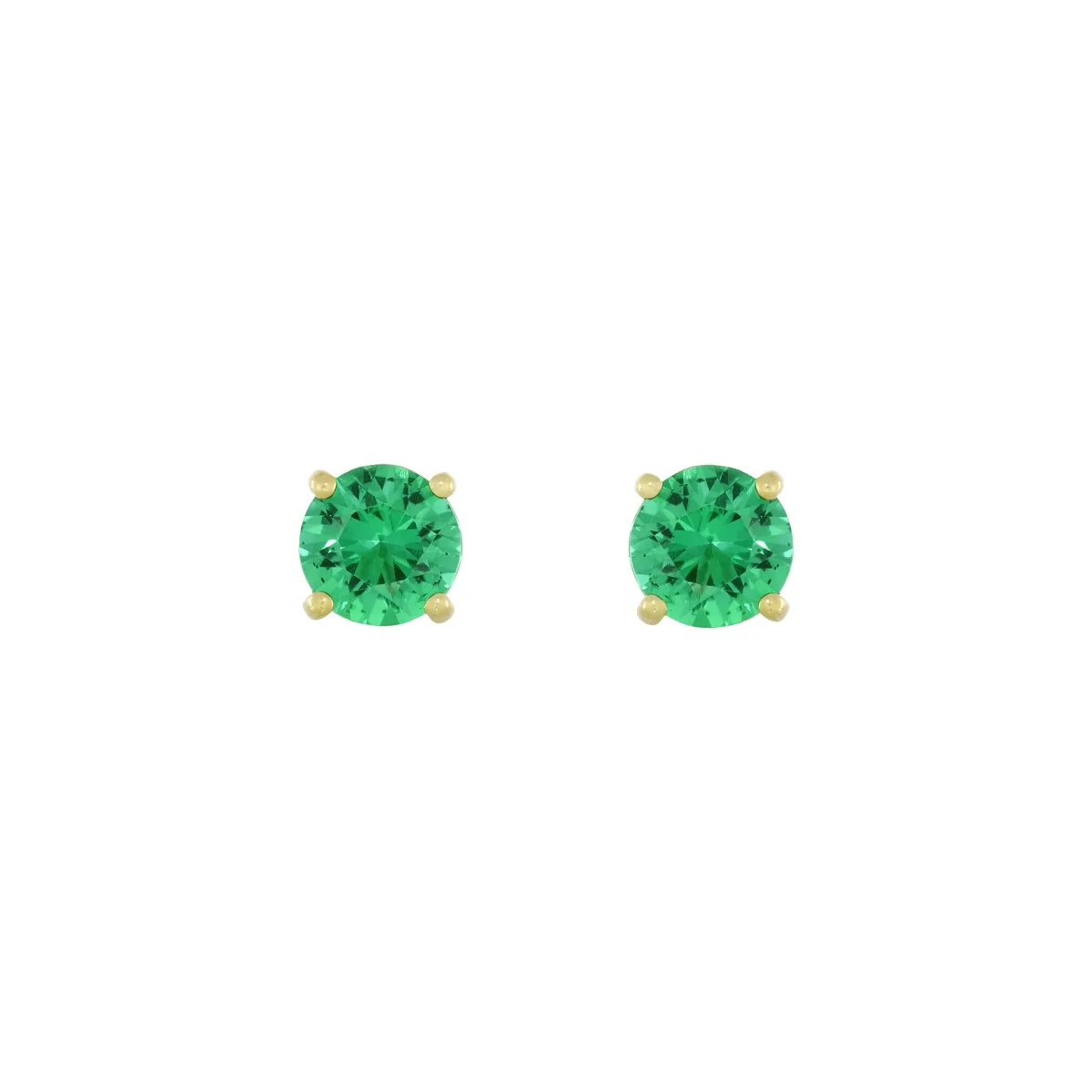 Topos studs en oro amarillo de 18 Kilates, con 2 esmeralda laboratorios centrales de 1.25 Ct