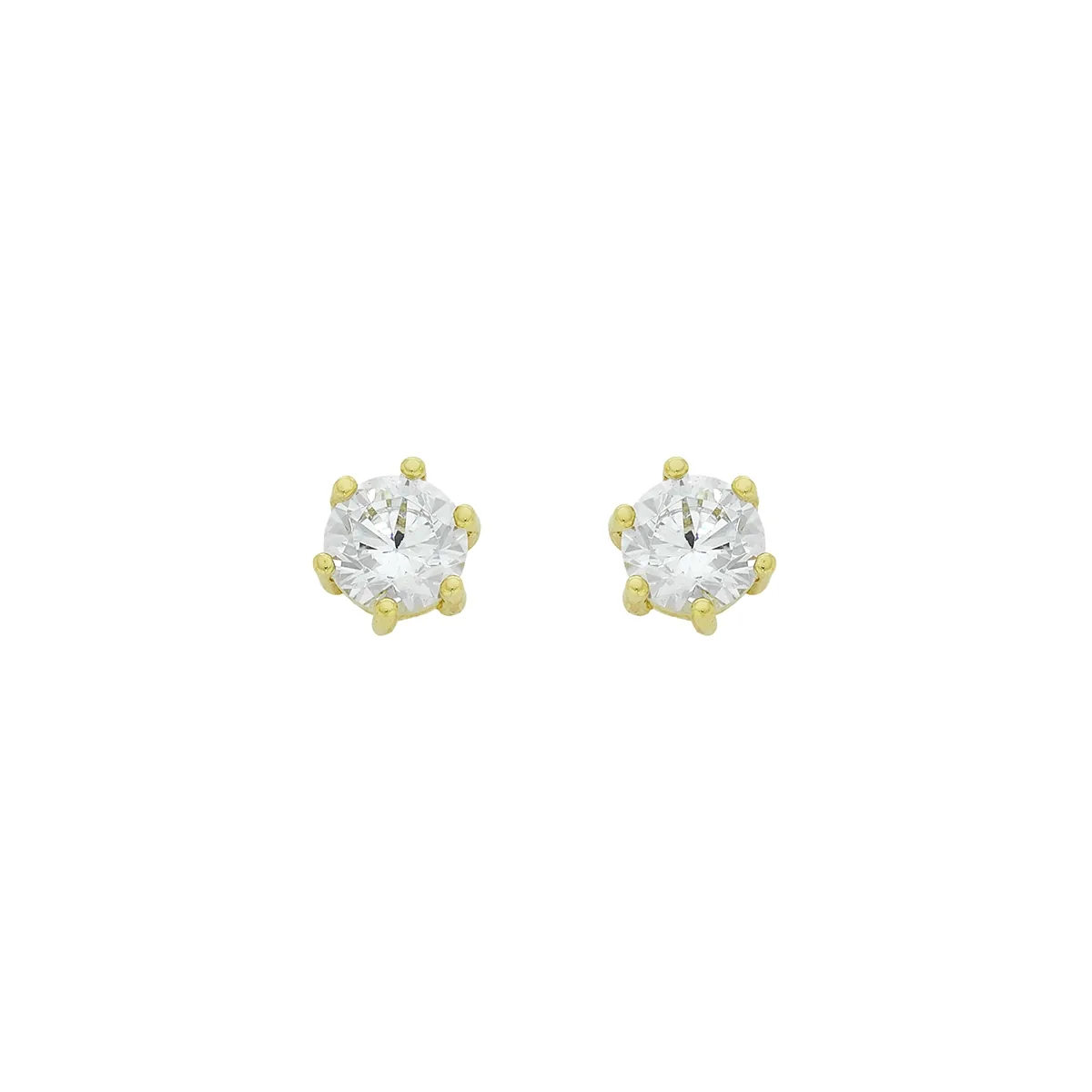 Topos studs en oro amarillo de 18 Kilates, con 2 zircones centrales