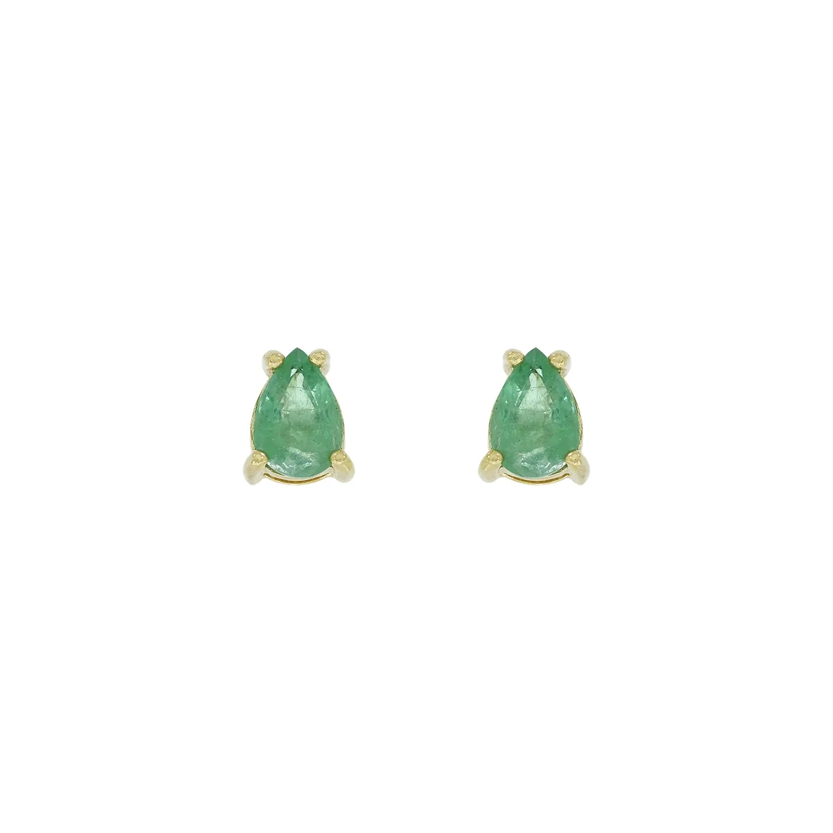 Topos studs en oro amarillo de 18 Kilates, con 2 esmeraldas centrales de 0.75 Ct