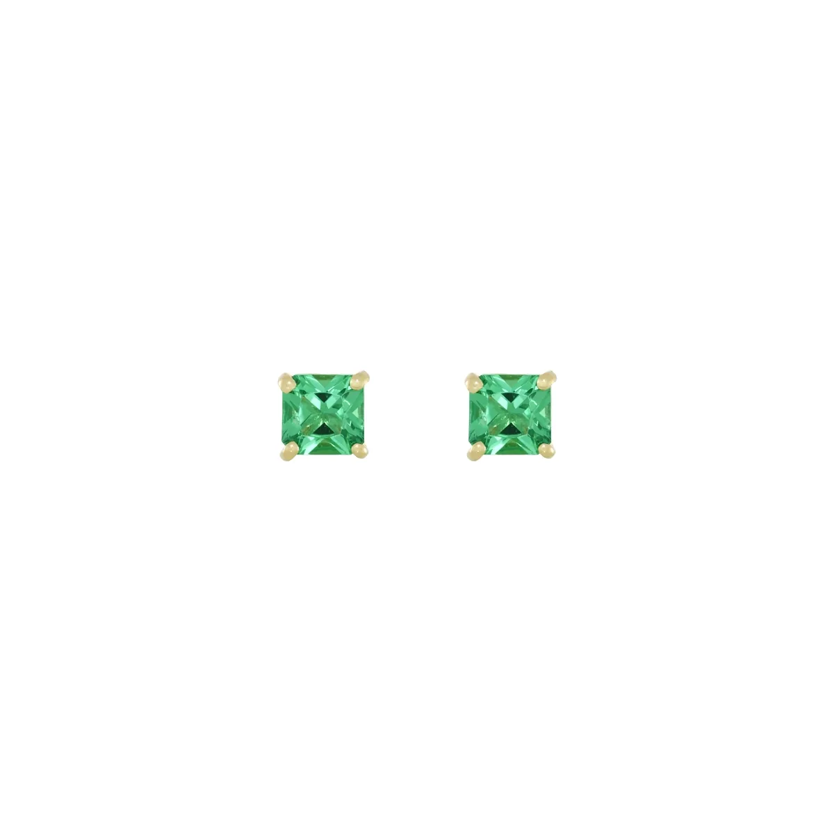 Topos studs en oro amarillo de 18 Kilates, con 2 esmeralda laboratorios centrales de 0.60 Ct