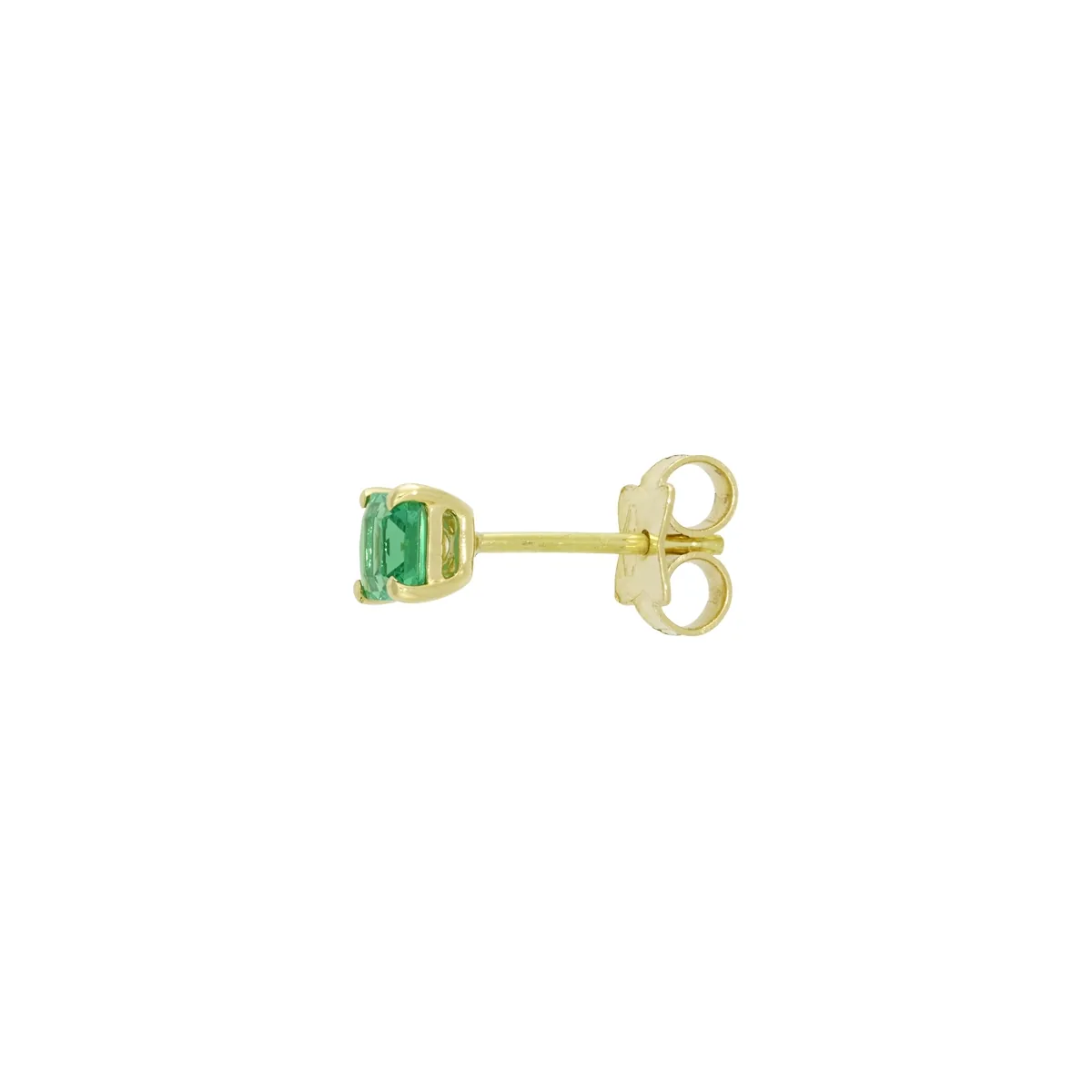 Topos studs en oro amarillo de 18 Kilates, con 2 esmeralda laboratorios centrales de 0.60 Ct