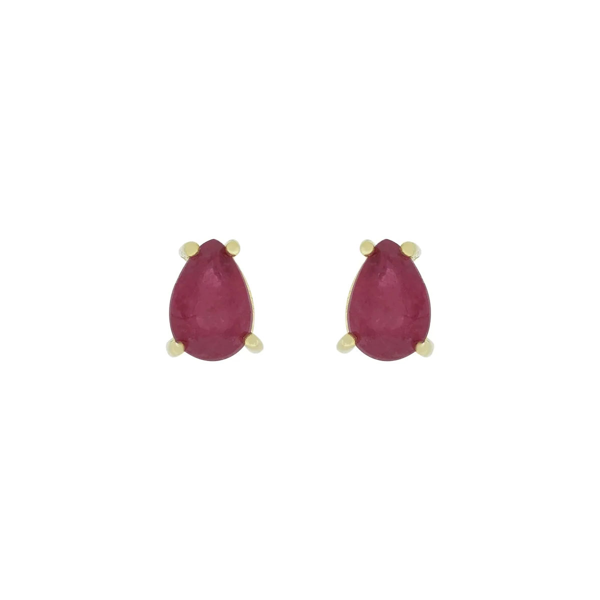 Topos studs en oro amarillo de 18 Kilates, con 2 rubís centrales de 0.85 Ct