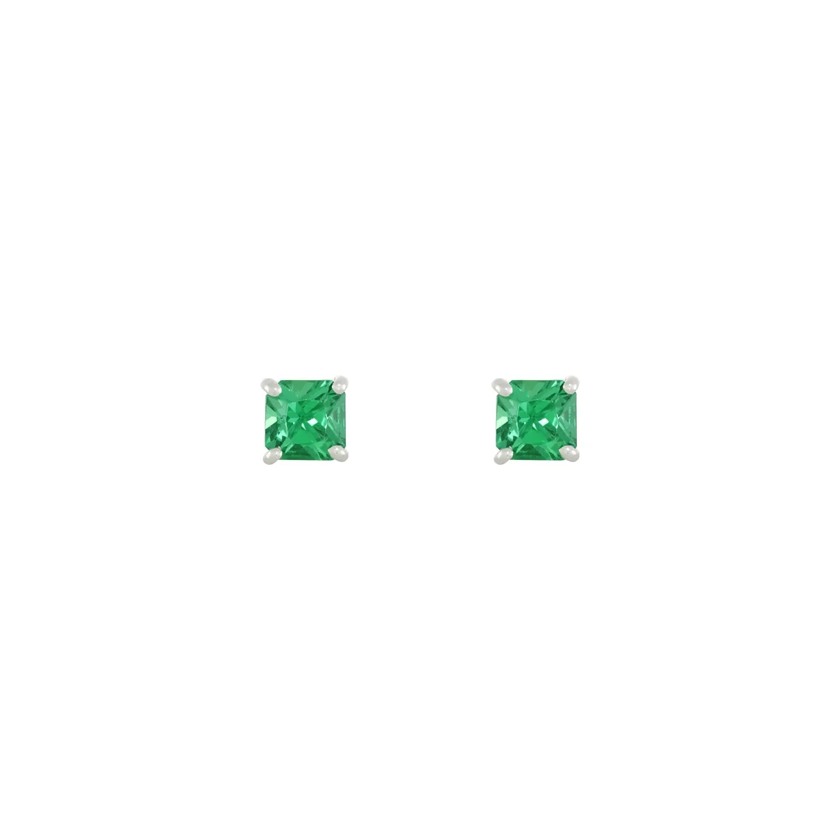 Topos studs en oro blanco de 18 Kilates, con 2 esmeralda laboratorios centrales de 0.60 Ct