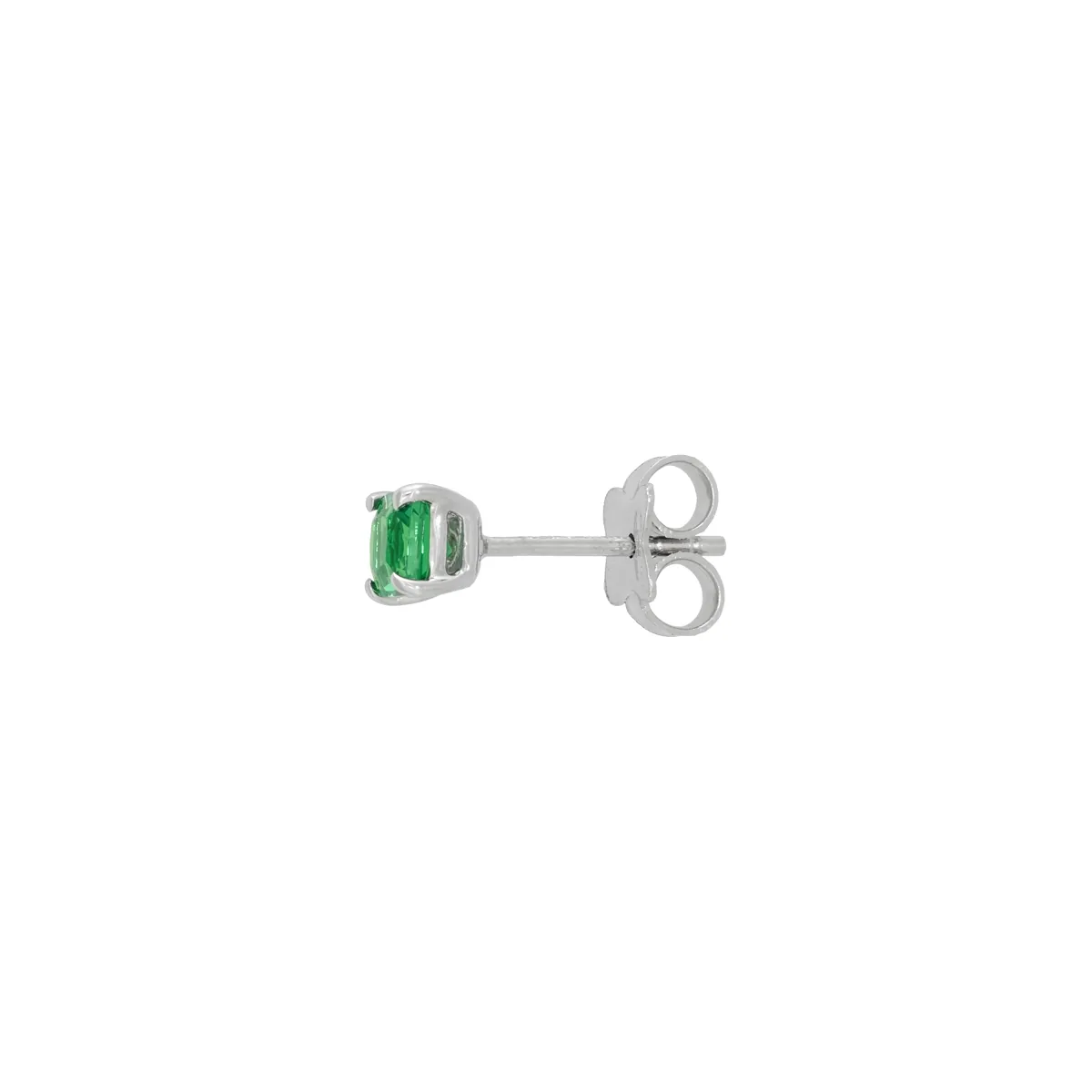 Topos studs en oro blanco de 18 Kilates, con 2 esmeralda laboratorios centrales de 0.60 Ct
