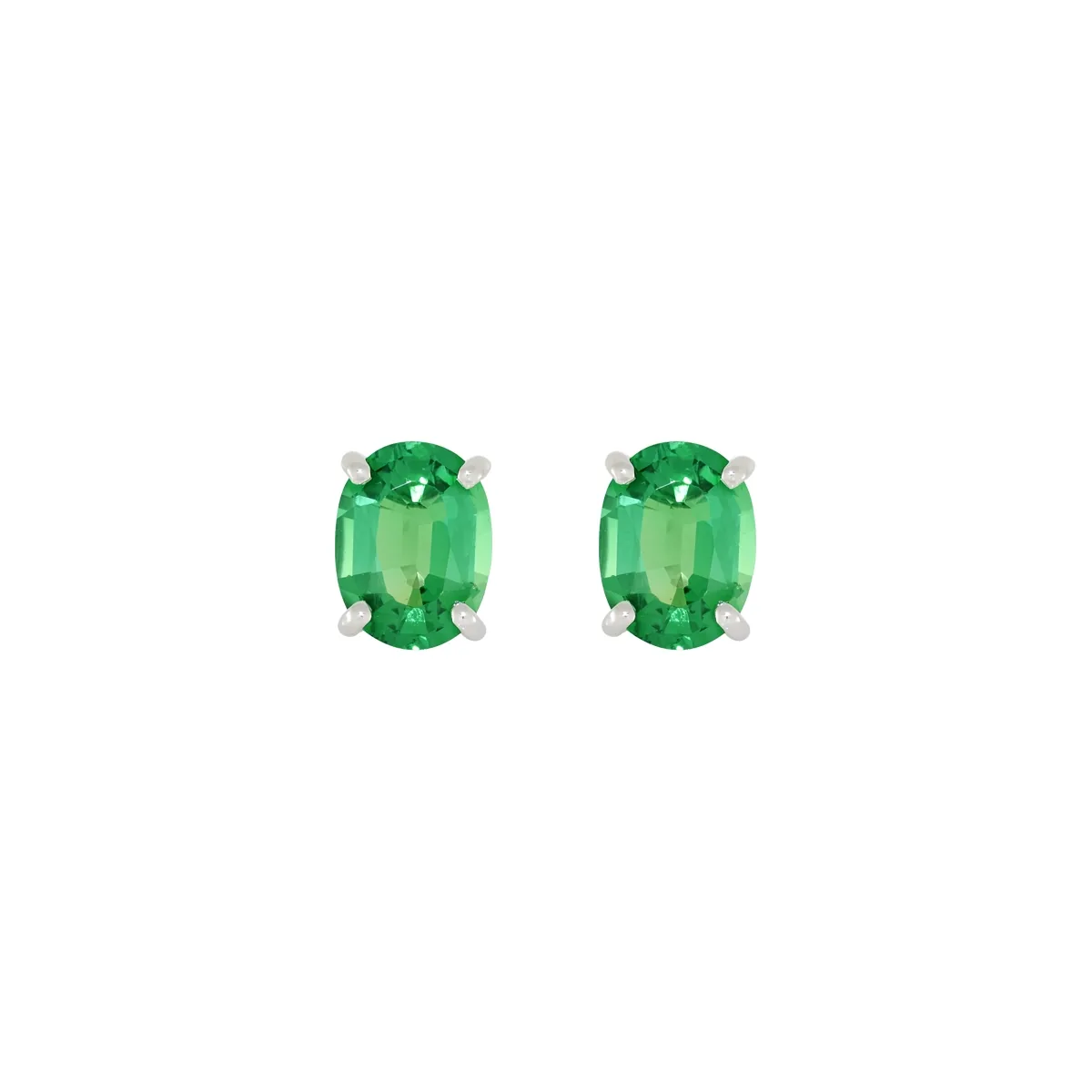 Topos studs en oro blanco de 18 Kilates, con 2 esmeralda laboratorios centrales de 1.85 Ct