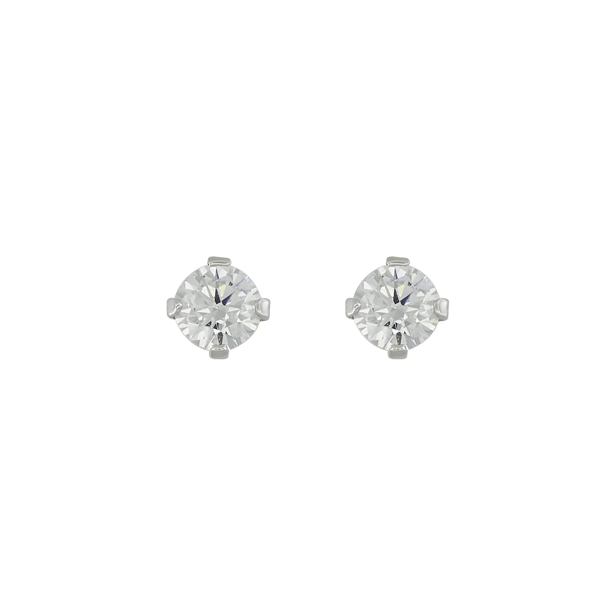 Topos studs en oro blanco de 18 Kilates, con 2 zircones centrales