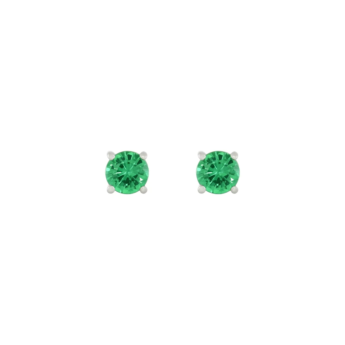 Topos studs en oro blanco de 18 Kilates, con 2 esmeralda laboratorios centrales de 0.85 Ct