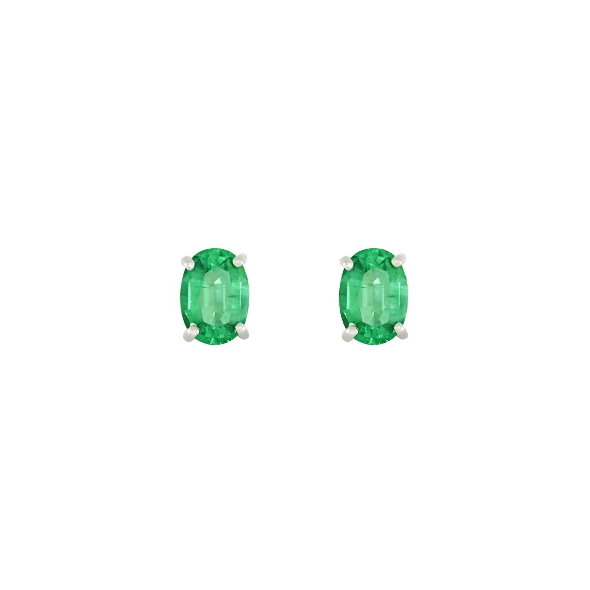 Topos studs en oro blanco de 18 Kilates, con 2 esmeralda laboratorios centrales de 1.40 Ct