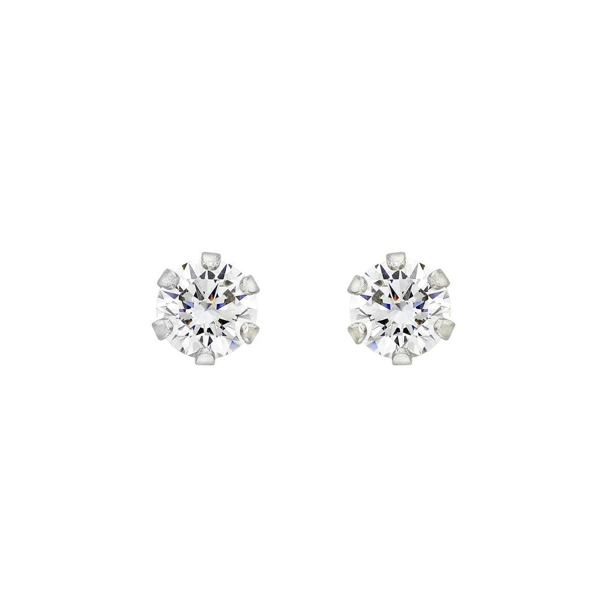 Topos studs en oro blanco de 18 Kilates, con 2 zircones centrales