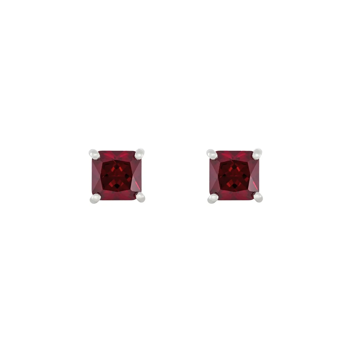 Topos studs en oro blanco de 18 Kilates, con 2 ruby laboratorios centrales de 2.45 Ct