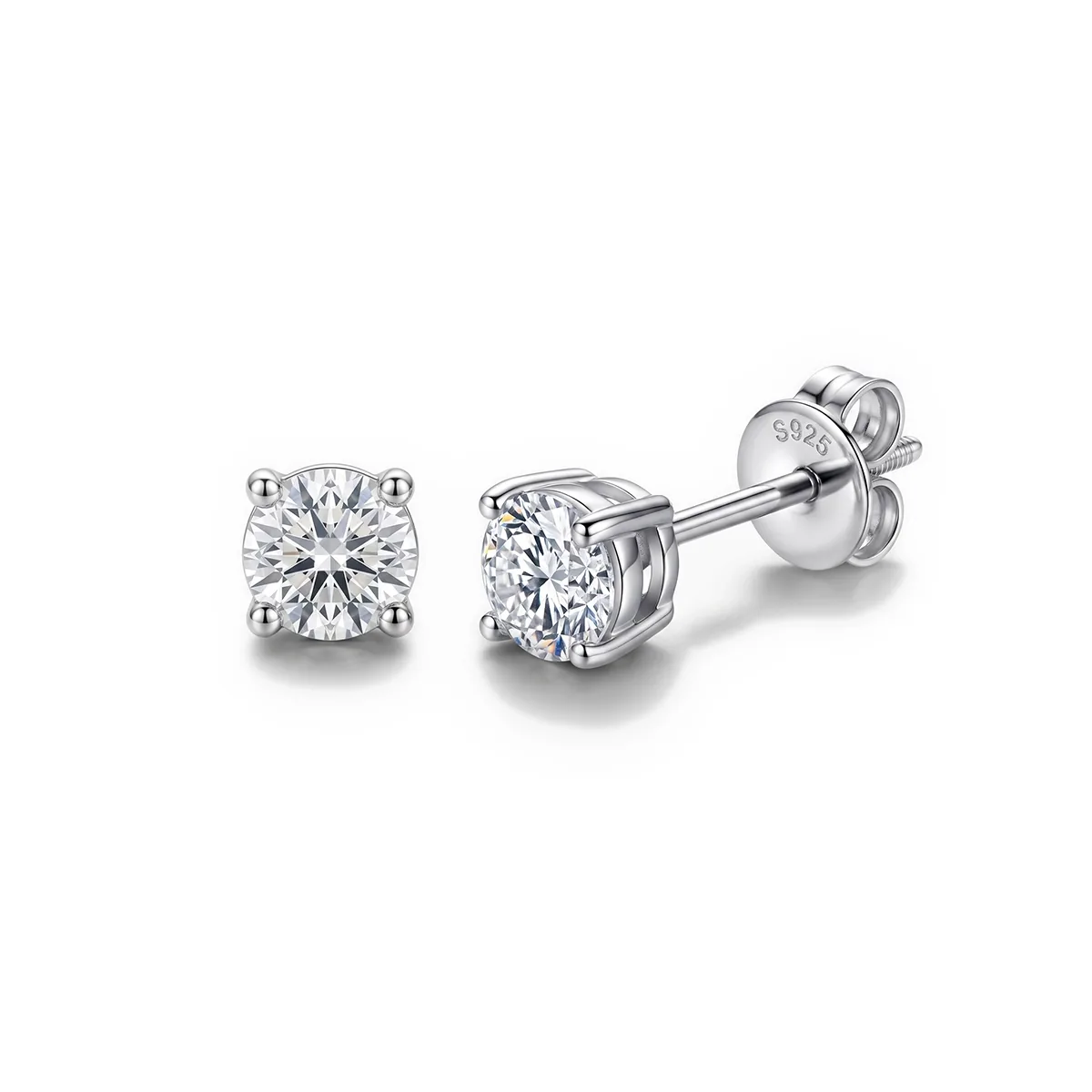Topos studs en plata Ley 925, con 2 diamante de laboratorio centrales de 0.60 Ct, de la coleccion Sueños