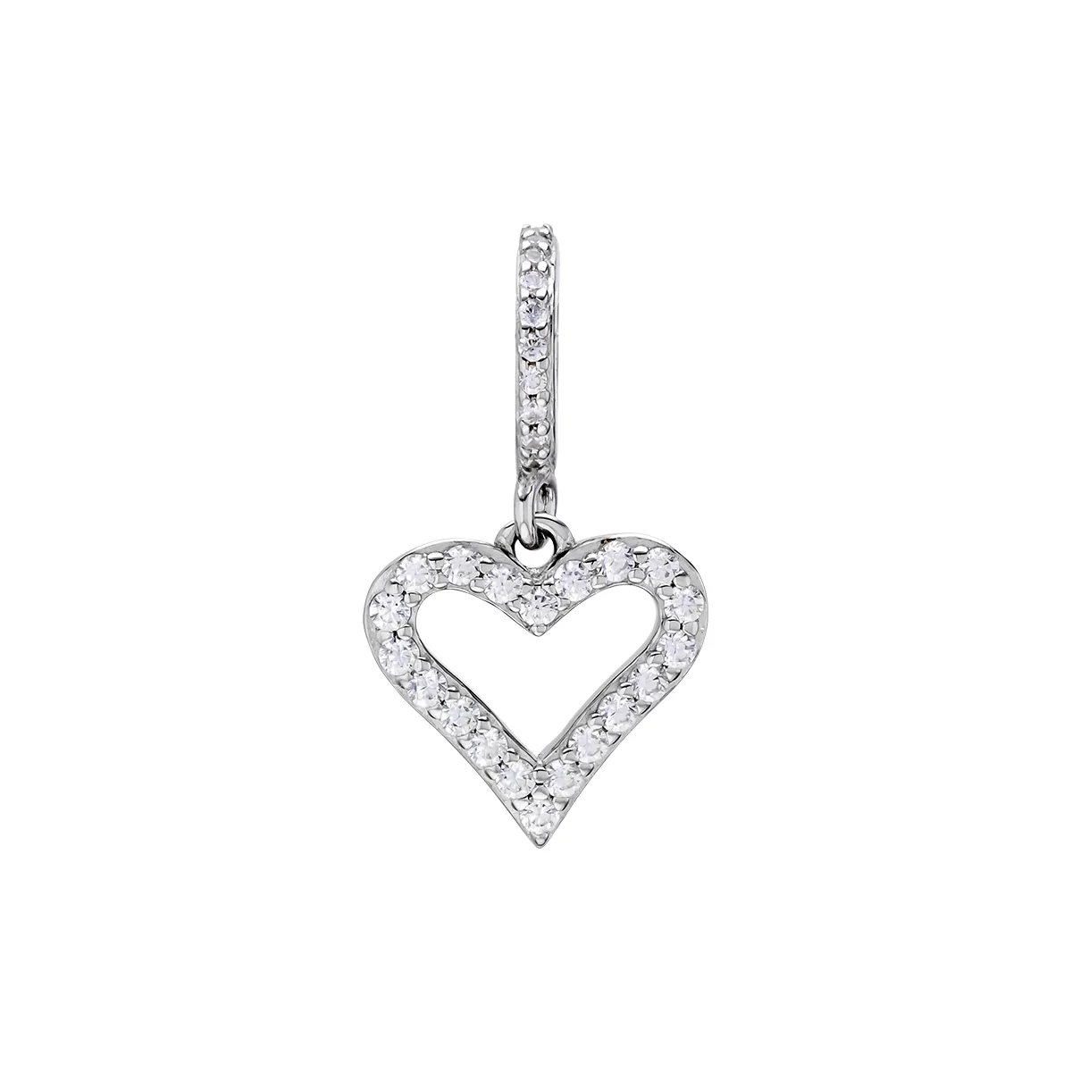 Dijes venezia en plata Ley 925, Corazon, con cristales, 11 mm. de ancho