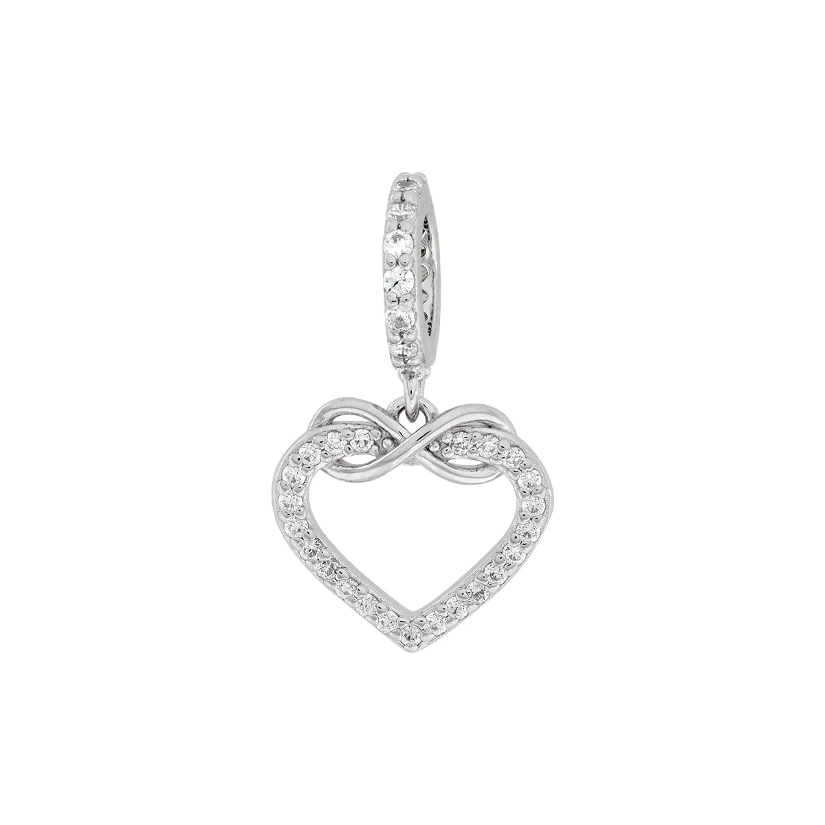 Dijes venezia en plata Ley 925, Corazón, con cristales