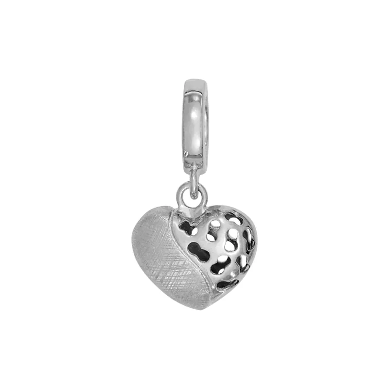Dijes venezia en plata Ley 925 satinado, Corazón, 10.50 mm. de ancho