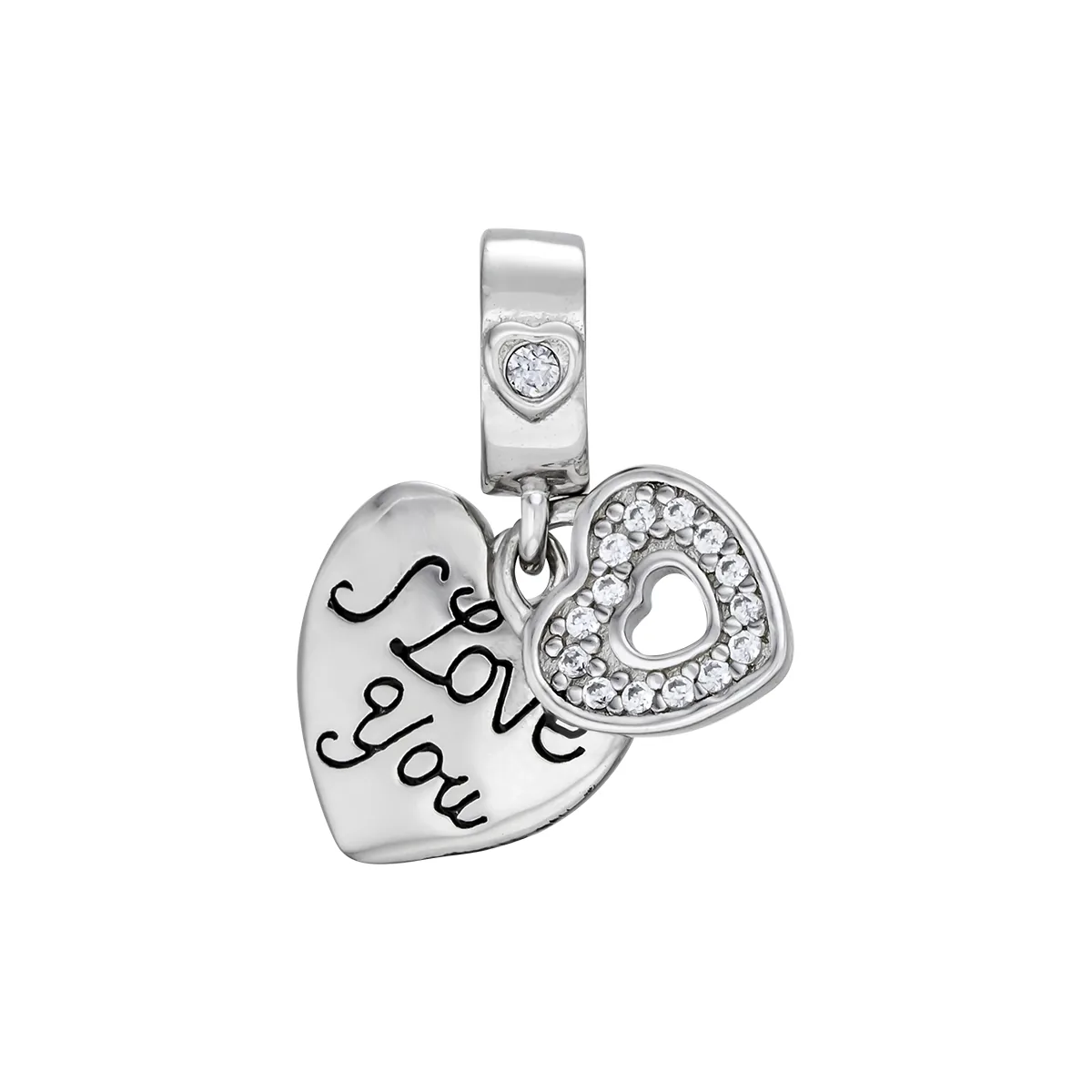 Dijes venezia en plata Ley 925, Corazón, con cristales