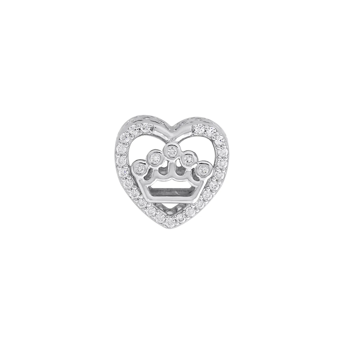 Dijes venezia en plata Ley 925, Corazón, con cristales, 10.50 mm. de ancho