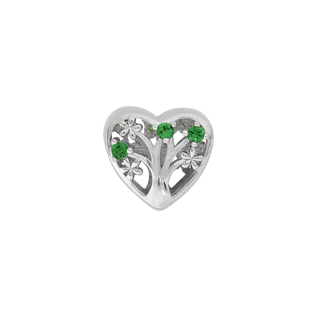 Dijes venezia en plata Ley 925, Corazón, con cristales, 10 mm. de ancho