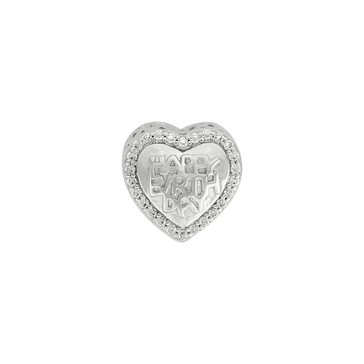 Dijes venezia en plata Ley 925, Corazón, con cristales, 11 mm. de ancho