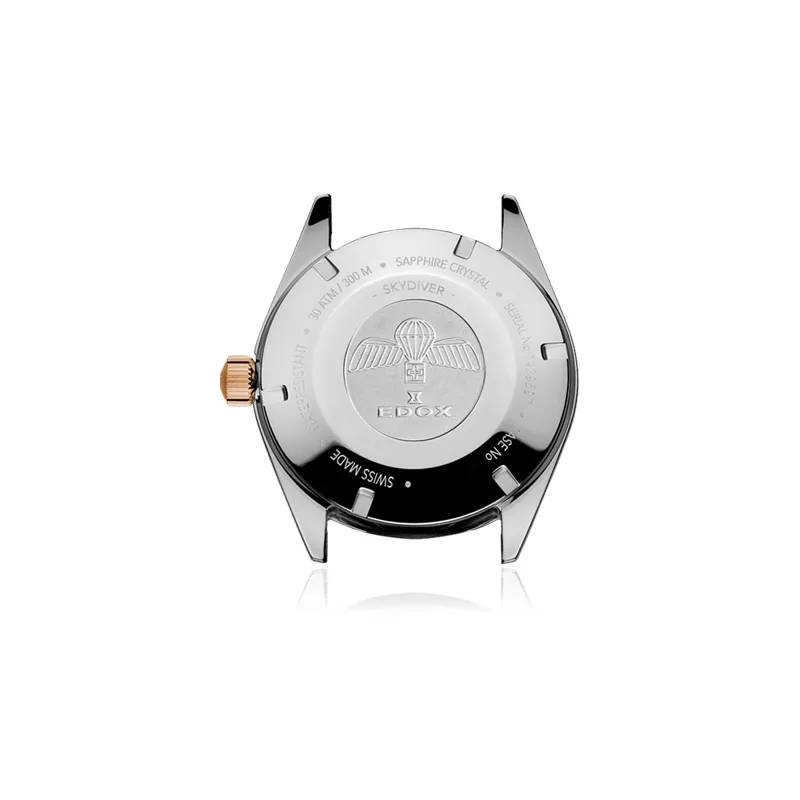 Reloj Edox análogo, Unisex, tablero redondo color morado, estilo index, pulso cuero color negro, calendario