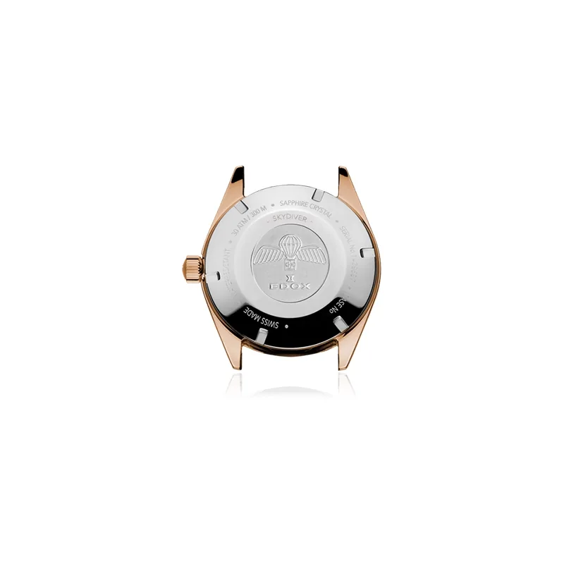 Reloj Edox análogo, Unisex, tablero redondo color negro, estilo index, pulso cuero color café, calendario