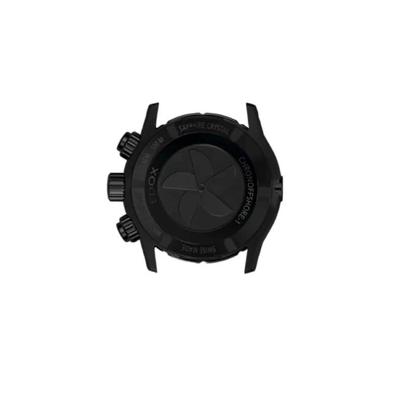 Reloj Edox análogo, para Hombre, tablero redondo colores negro y amarillo, estilo index + arábigo, pulso silicona color negro, calendario, cronografo