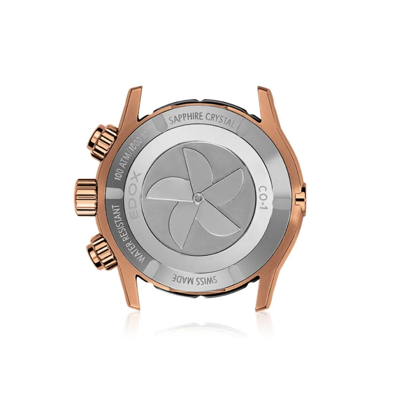 Reloj Edox analogo, para Hombre, tablero redondo color azul, estilo index + puntos, pulso cuero color azul, calendario, cronografo