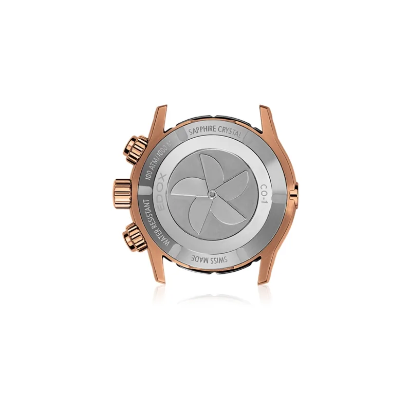 Reloj Edox análogo, para Hombre, tablero redondo color negro, estilo index + puntos, pulso silicona color negro, calendario, cronografo