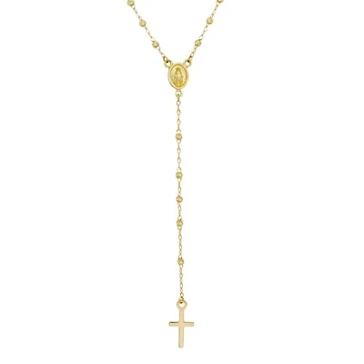 Rosario en oro amarillo de 18 Kilates con visos, Camándula, 45 cm. de largo, 0.50 mm. de ancho