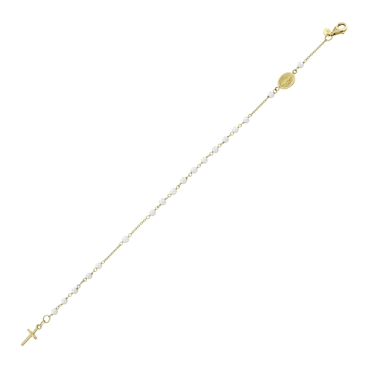 Pulsera en oro amarillo de 18 Kilates, con perlas de 3 mm de ancho aprox, 19 cm. de largo, 1 mm. de ancho