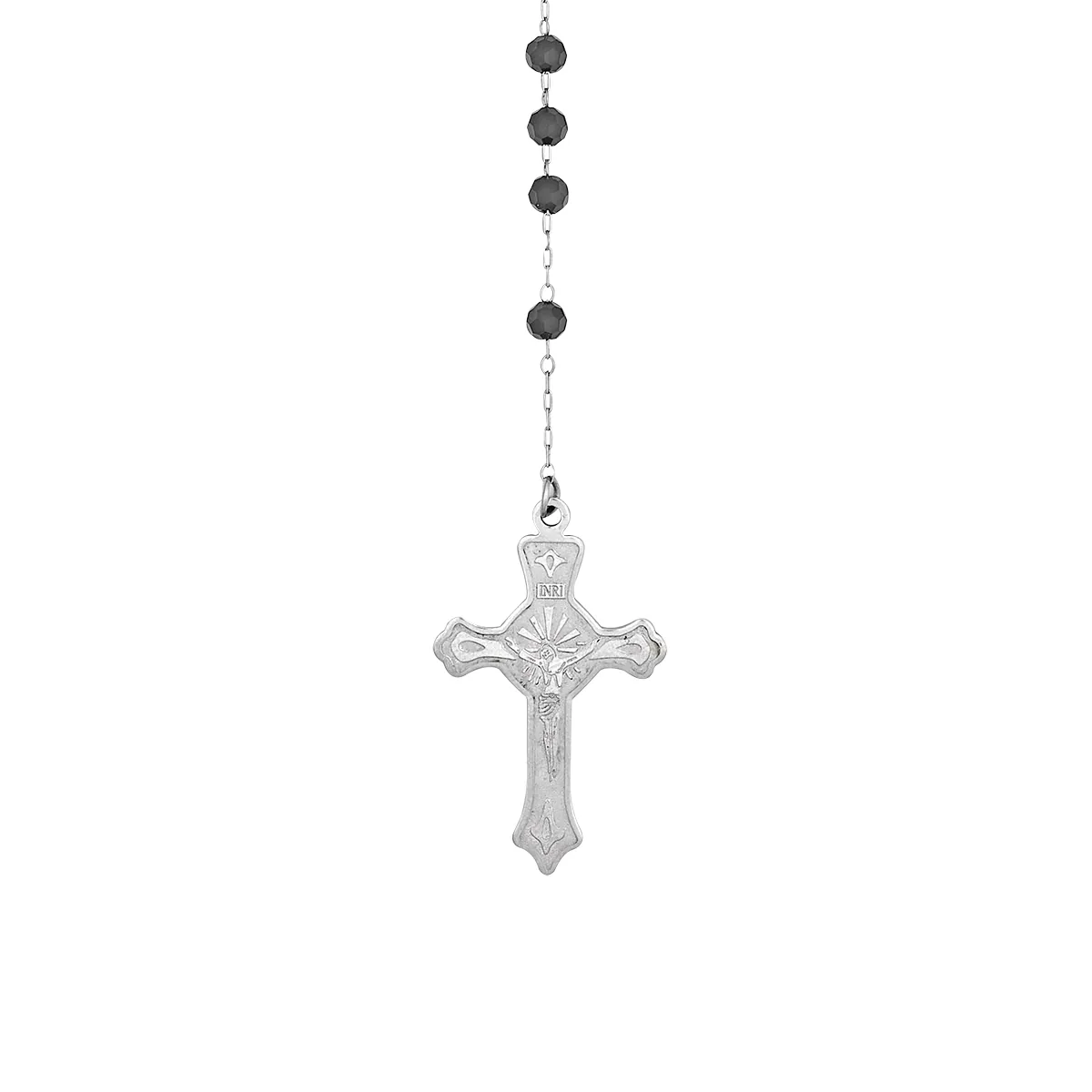 Rosario en acero, Camándula, con cristales, 70 cm. de largo, 1 mm. de ancho, de la coleccion Forza