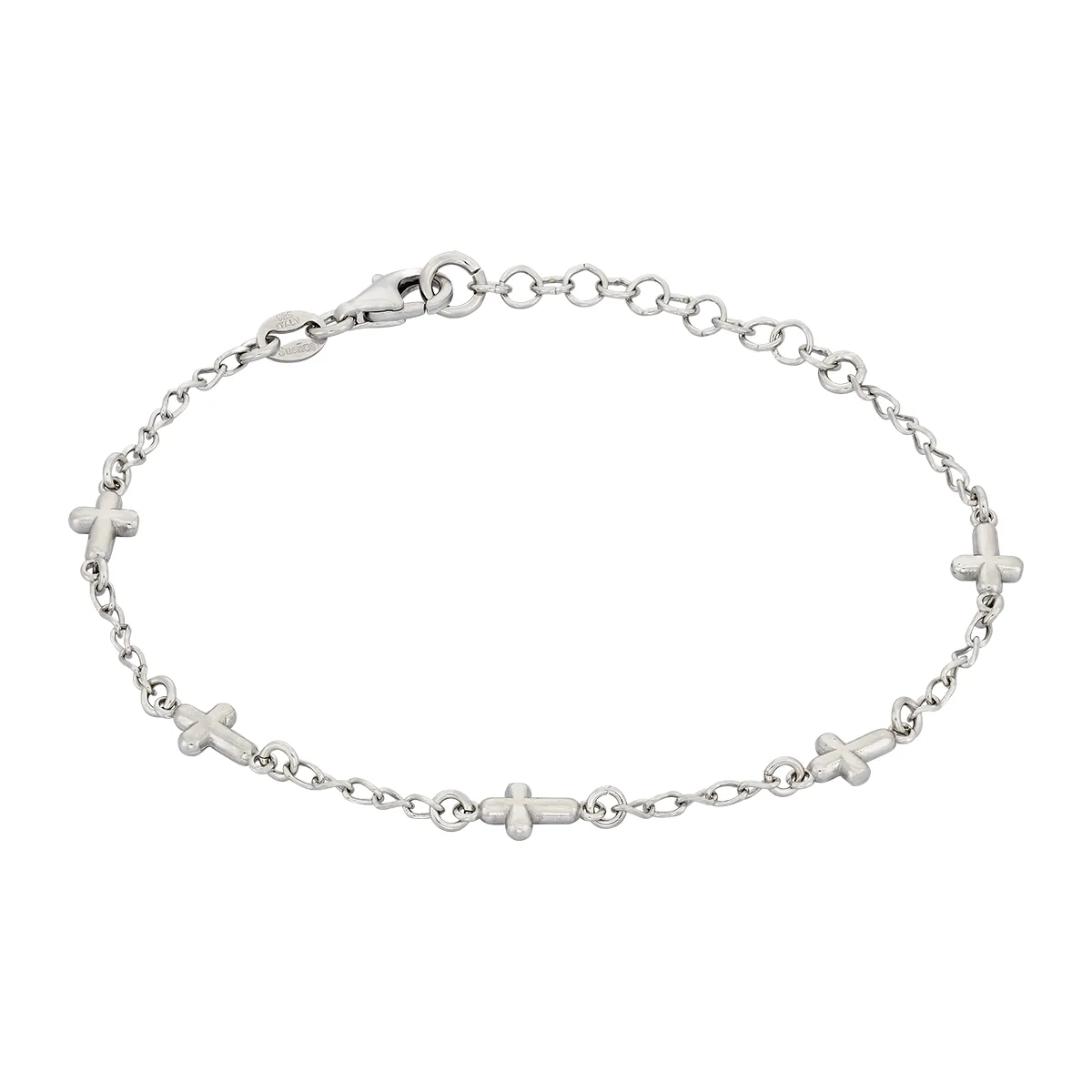 Pulsera de cruces en plata Ley 925, 16 cm. de largo - Colección Sueños