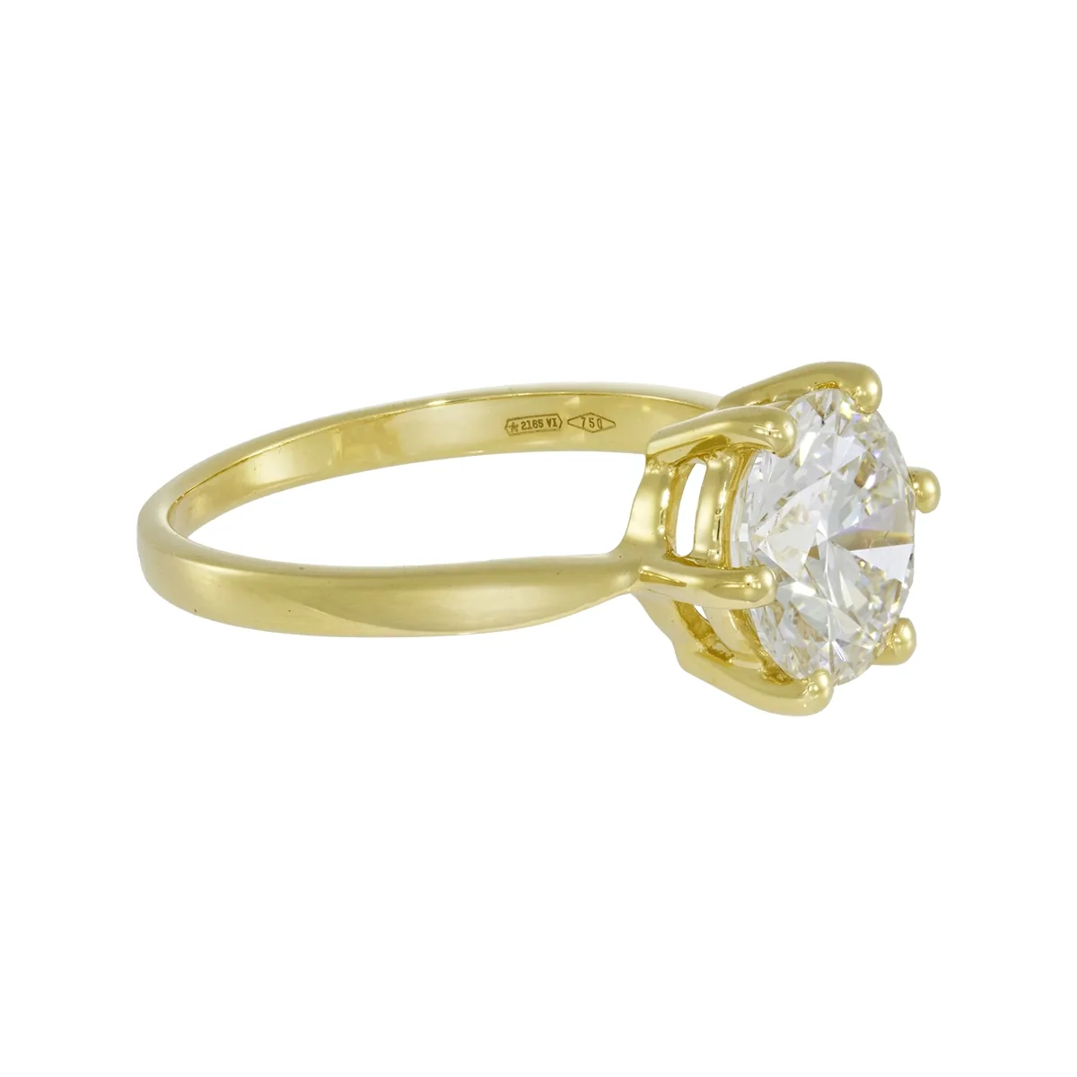 Anillo en oro amarillo de 18 Kilates, con diamante laboratorio central de 2.00 Ct