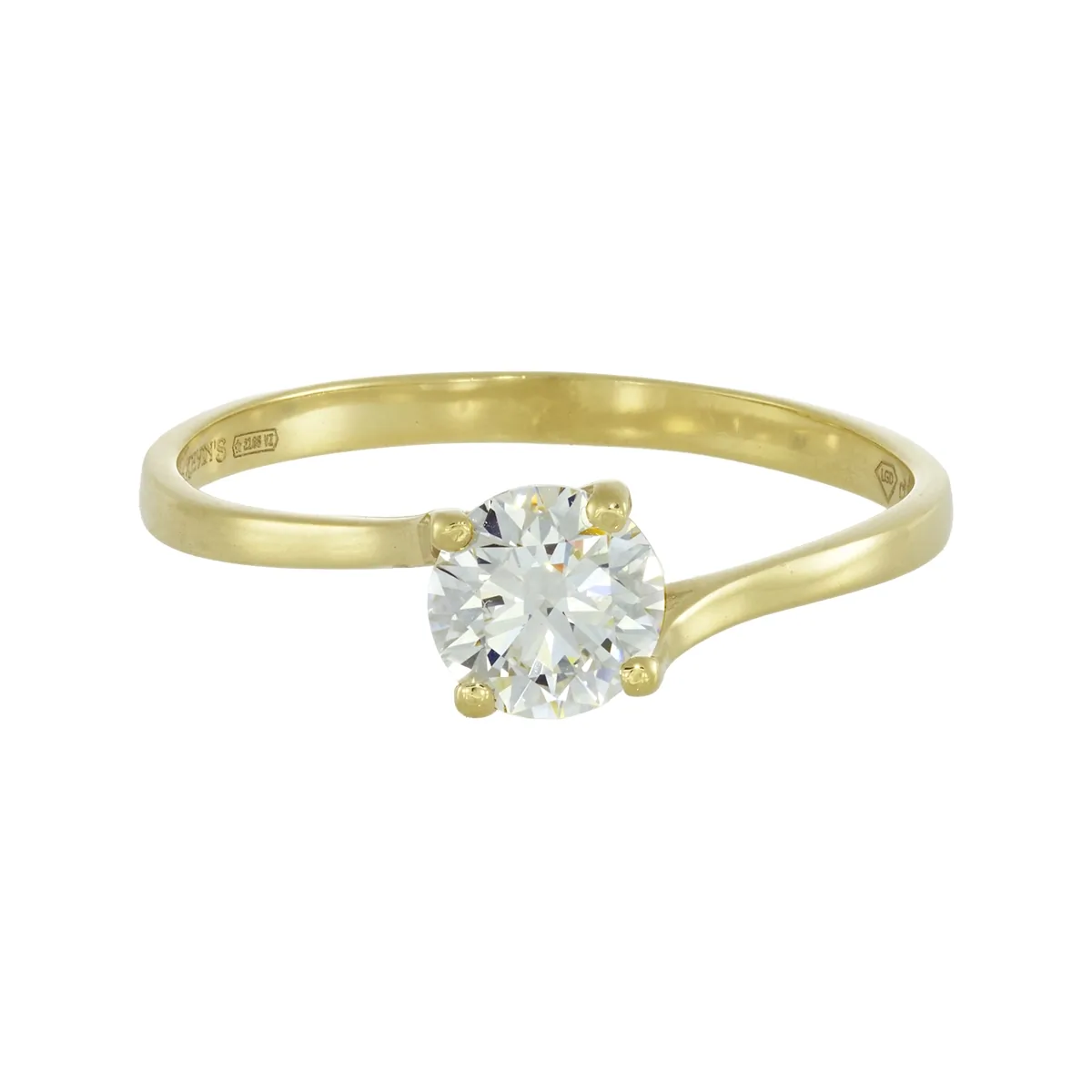 Anillo en oro amarillo de 18 Kilates, con diamante laboratorio central de 0.50 Ct