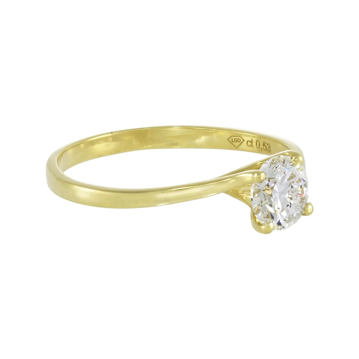 Anillo en oro amarillo de 18 Kilates, con diamante laboratorio central de 0.50 Ct