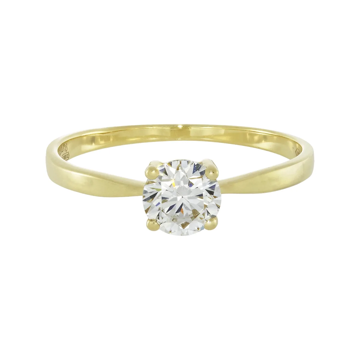 Anillo en oro amarillo de 18 Kilates, con diamante laboratorio central de 0.50 Ct
