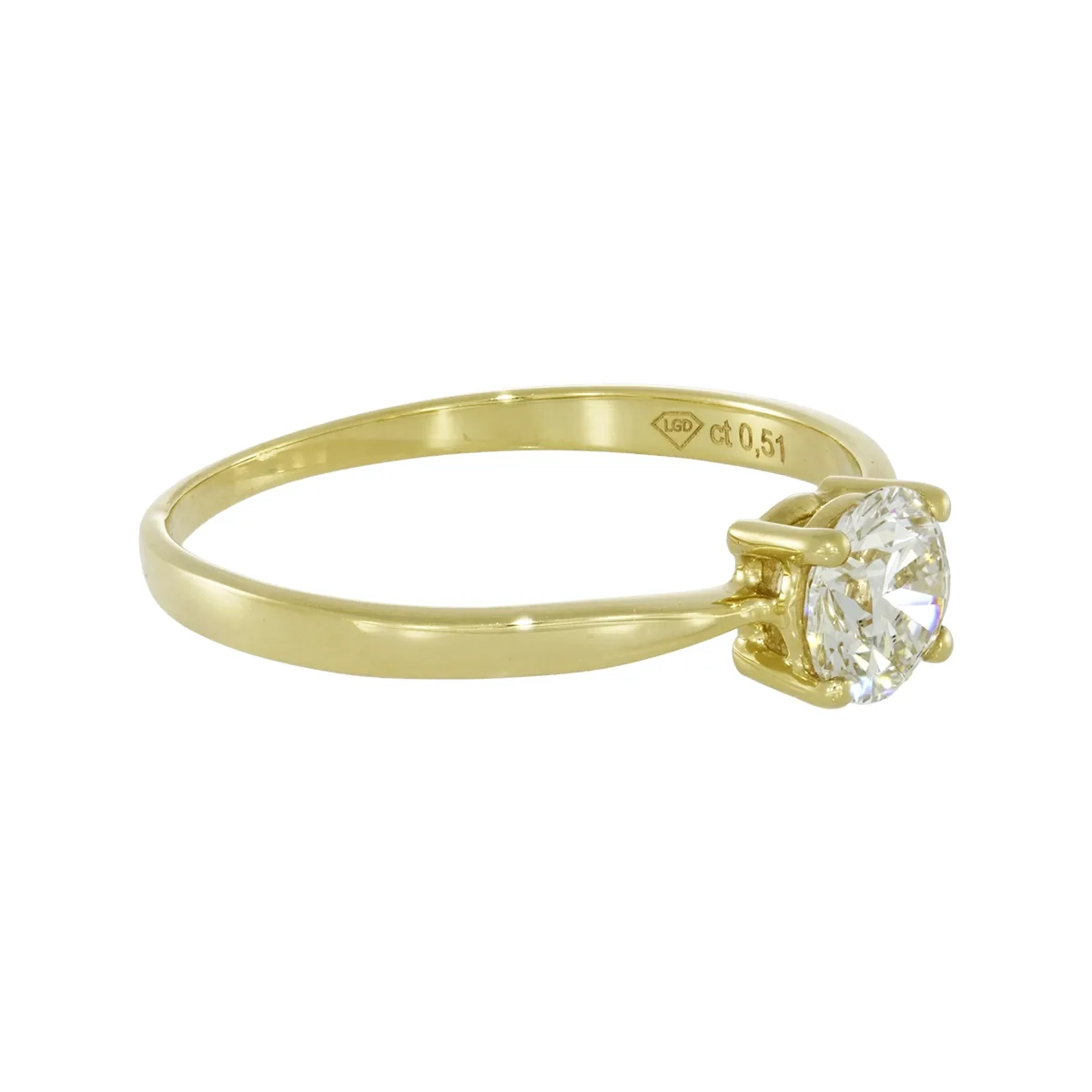 Anillo en oro amarillo de 18 Kilates, con diamante laboratorio central de 0.50 Ct