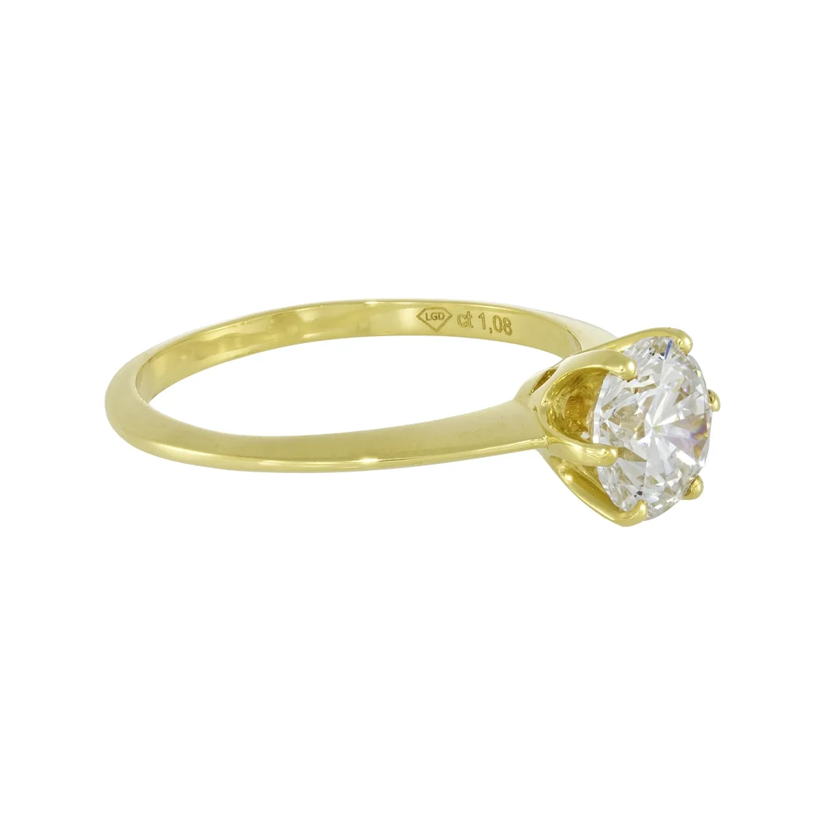 Anillo en oro amarillo de 18 Kilates, con diamante laboratorio central de 1.00 Ct
