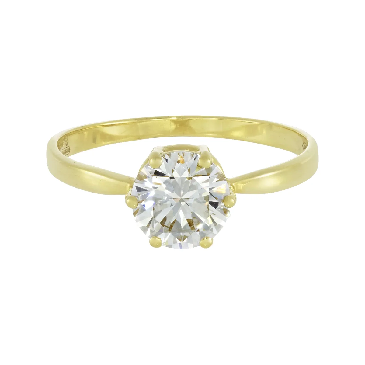 Anillo en oro amarillo de 18 Kilates, con diamante laboratorio central de 1.00 Ct