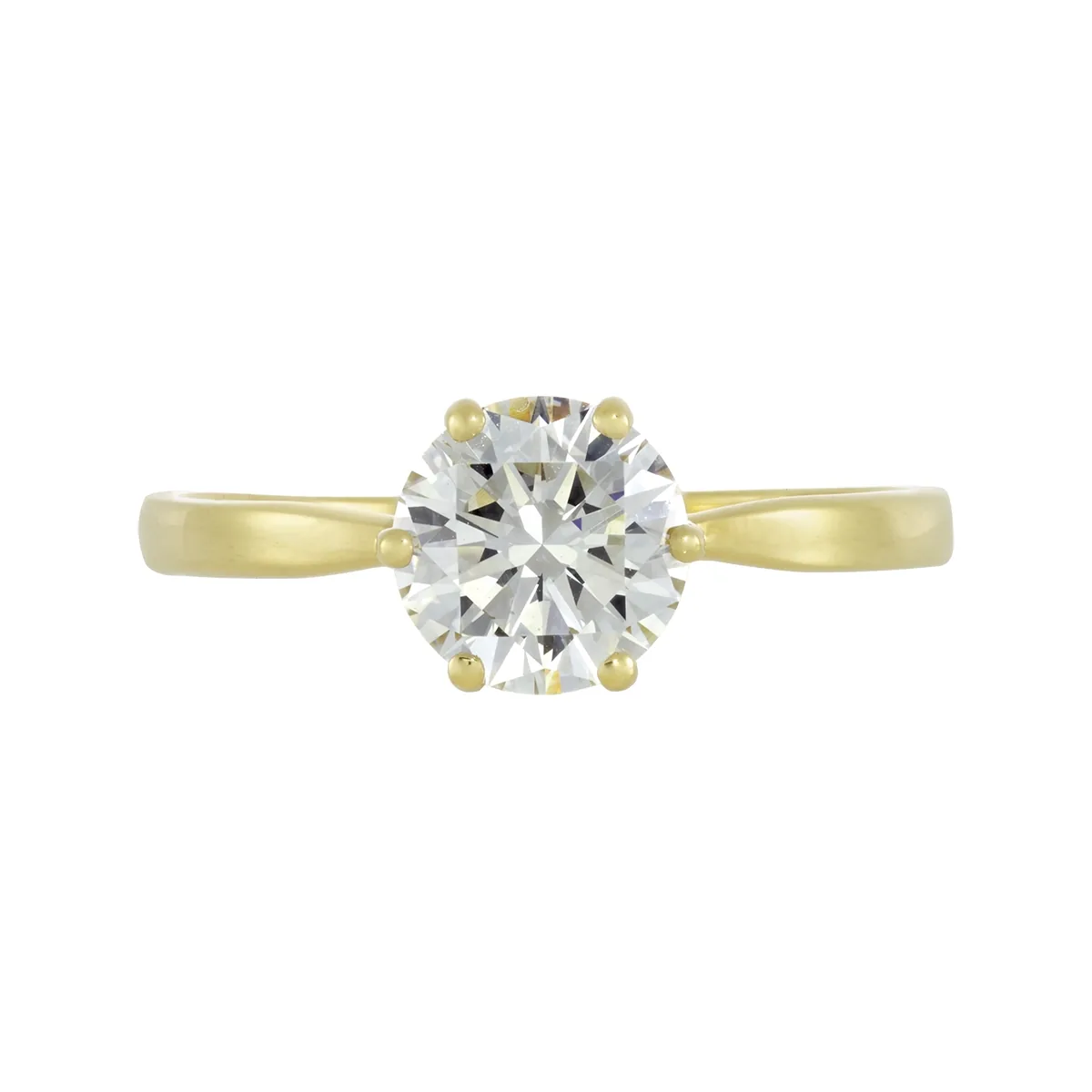 Anillo en oro amarillo de 18 Kilates, con diamante laboratorio central de 1.00 Ct