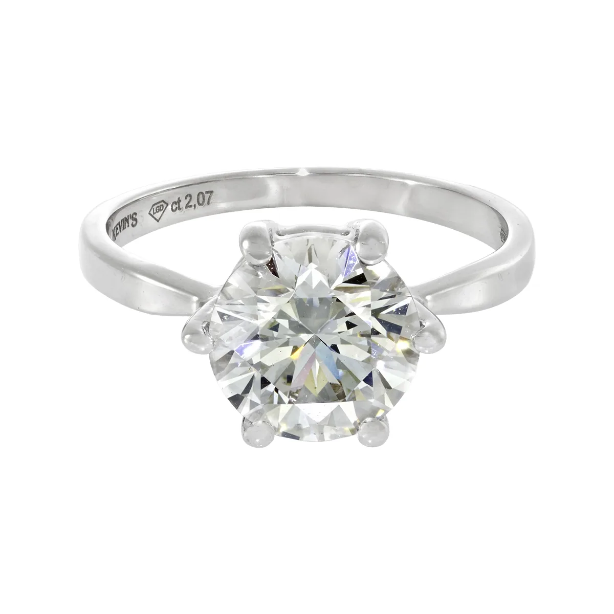 Anillo en oro blanco de 18 Kilates, con diamante laboratorio central de 2.00 Ct