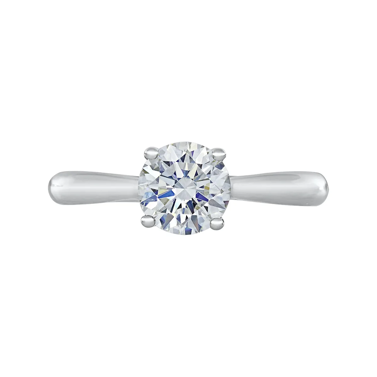 Anillo de compromiso solitario uñas, con diamante de laboratorio central redondo IGI de 1.00ct, oro tono blanco 18k, rodinado
