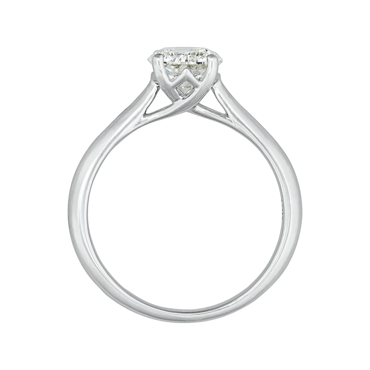 Anillo de compromiso solitario uñas, con diamante de laboratorio central redondo IGI de 1.00ct, oro tono blanco 18k, rodinado