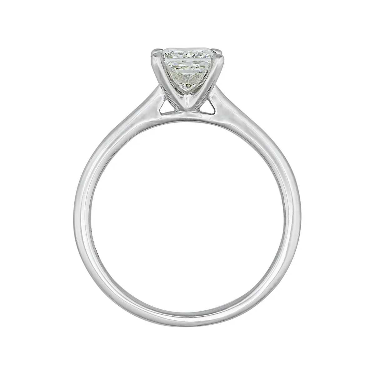 Anillo de compromiso solitario uñas, con diamante de laboratorio central princess IGI de 1.00ct, oro tono blanco 18k, rodinado