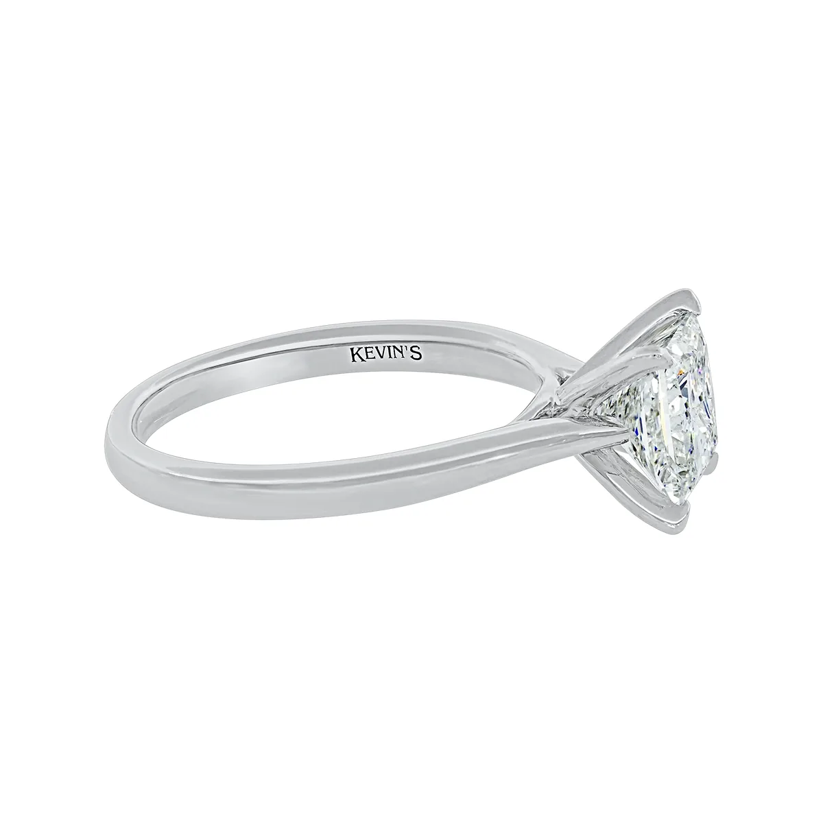 Anillo de compromiso solitario uñas, con diamante de laboratorio central princess IGI de 2.00ct, oro tono blanco 18k, rodinado