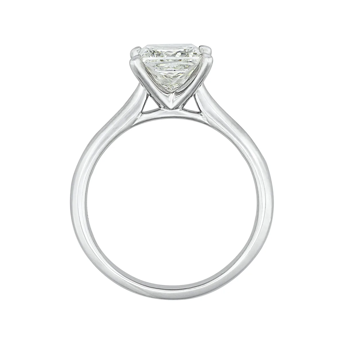 Anillo de compromiso solitario uñas, con diamante de laboratorio central princess IGI de 2.00ct, oro tono blanco 18k, rodinado