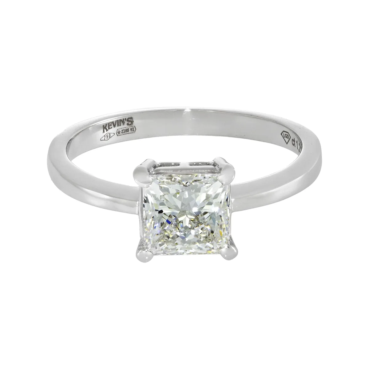 Anillo en oro blanco de 18 Kilates, con diamante laboratorio central de 1.19 Ct