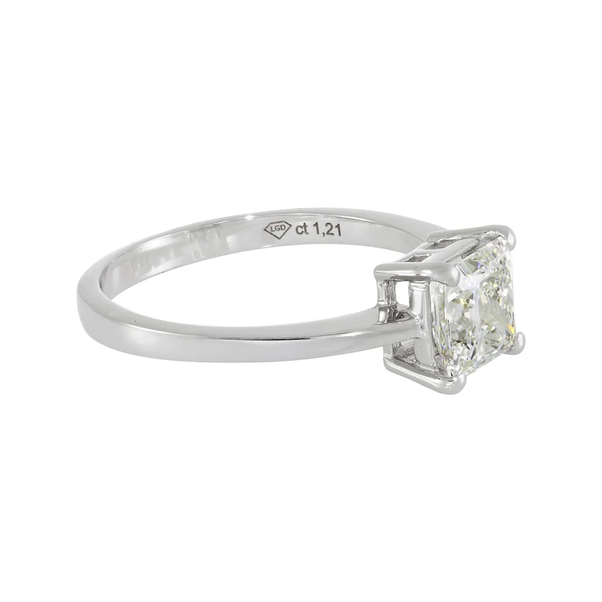 Anillo en oro blanco de 18 Kilates, con diamante laboratorio central de 1.19 Ct