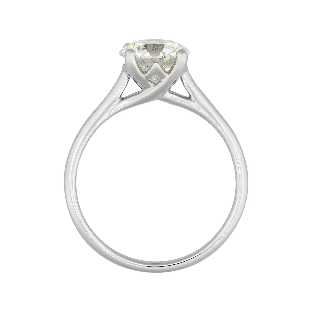 Anillo de compromiso solitario uñas, con diamante de laboratorio central redondo IGI de 2.00ct, oro tono blanco 18k, rodinado