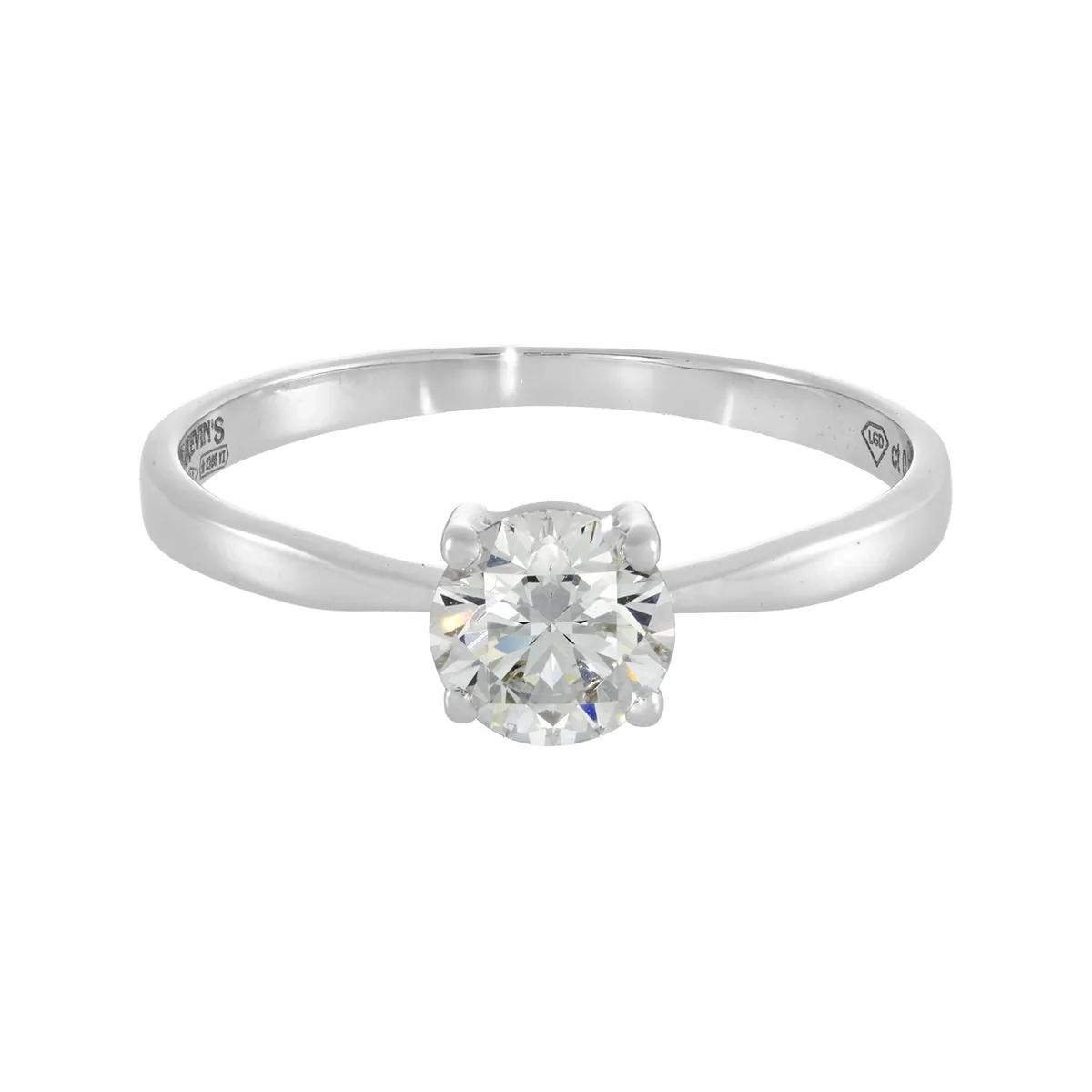 Anillo en oro blanco de 18 Kilates, con diamante laboratorio central de 0.50 Ct